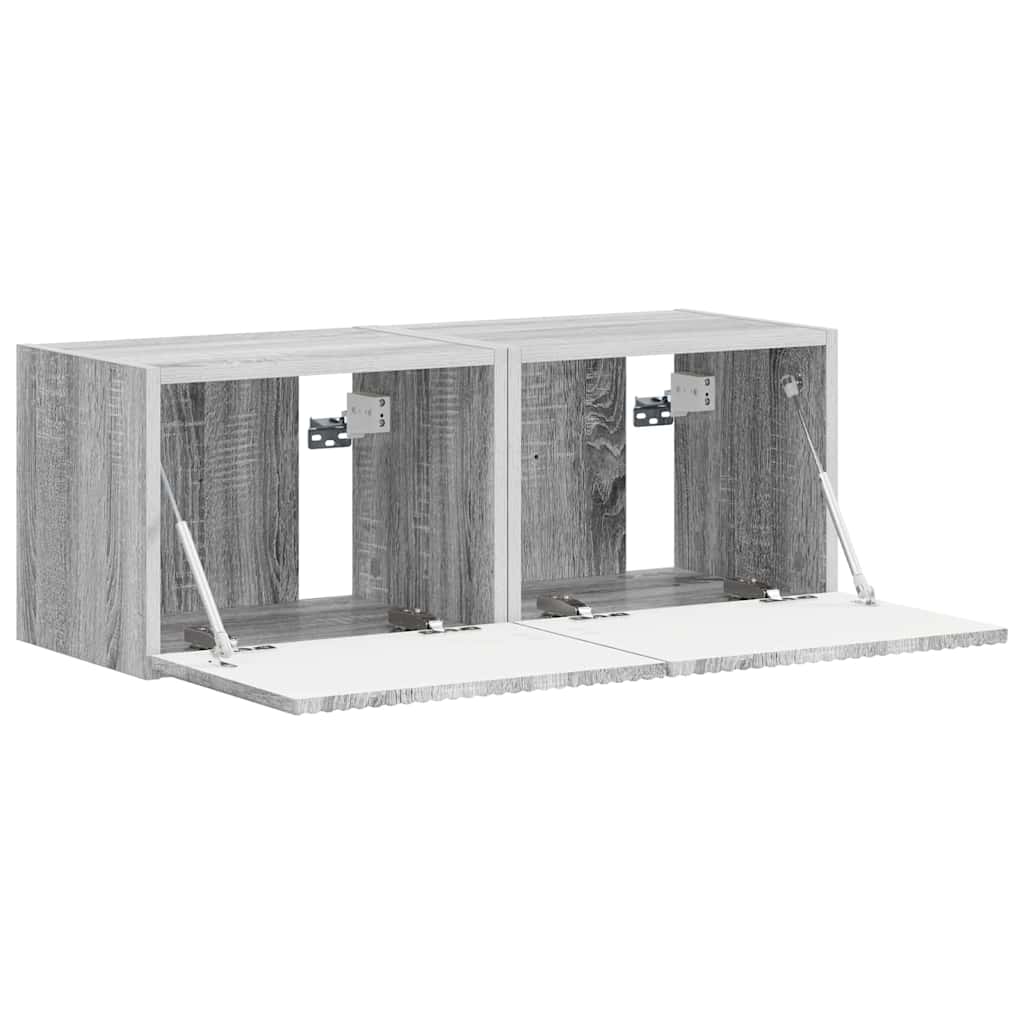 TV vægskab 2 pcs Grå Sonoma 39 x 31 x 29,5 cm Konstrueret træ