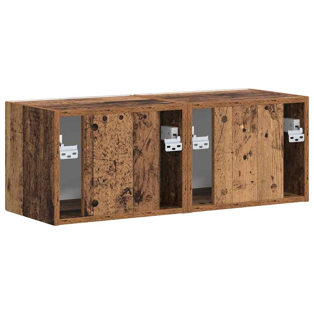 TV vægskab 2 pcs Gammelt træ 39 x 31 x 29,5 cm Konstrueret træ