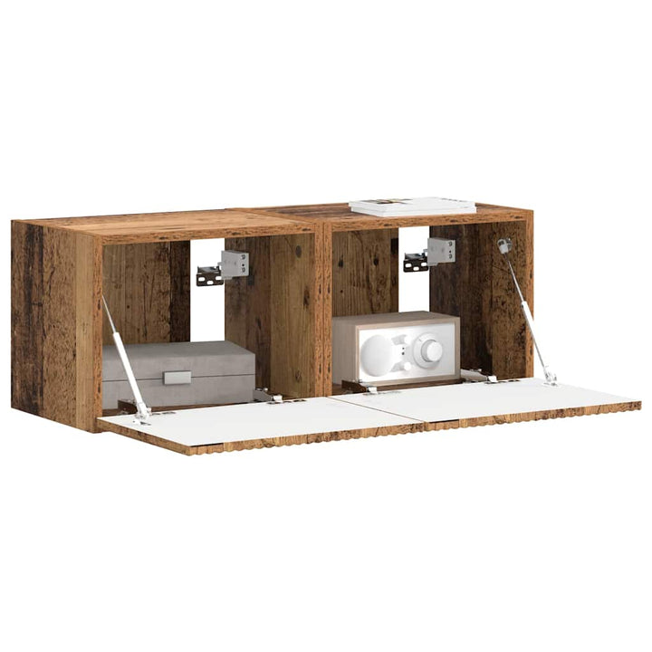 TV vægskab 2 pcs Gammelt træ 39 x 31 x 29,5 cm Konstrueret træ