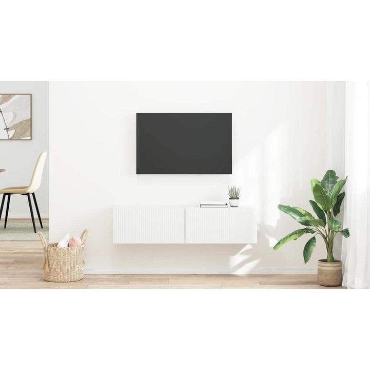 TV vægskab 2 pcs Hvid 60 x 31 x 29,5 cm Konstrueret træ