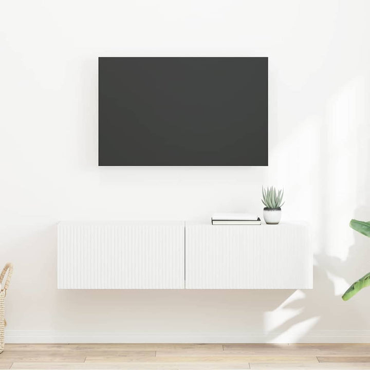 TV vægskab 2 pcs Hvid 60 x 31 x 29,5 cm Konstrueret træ