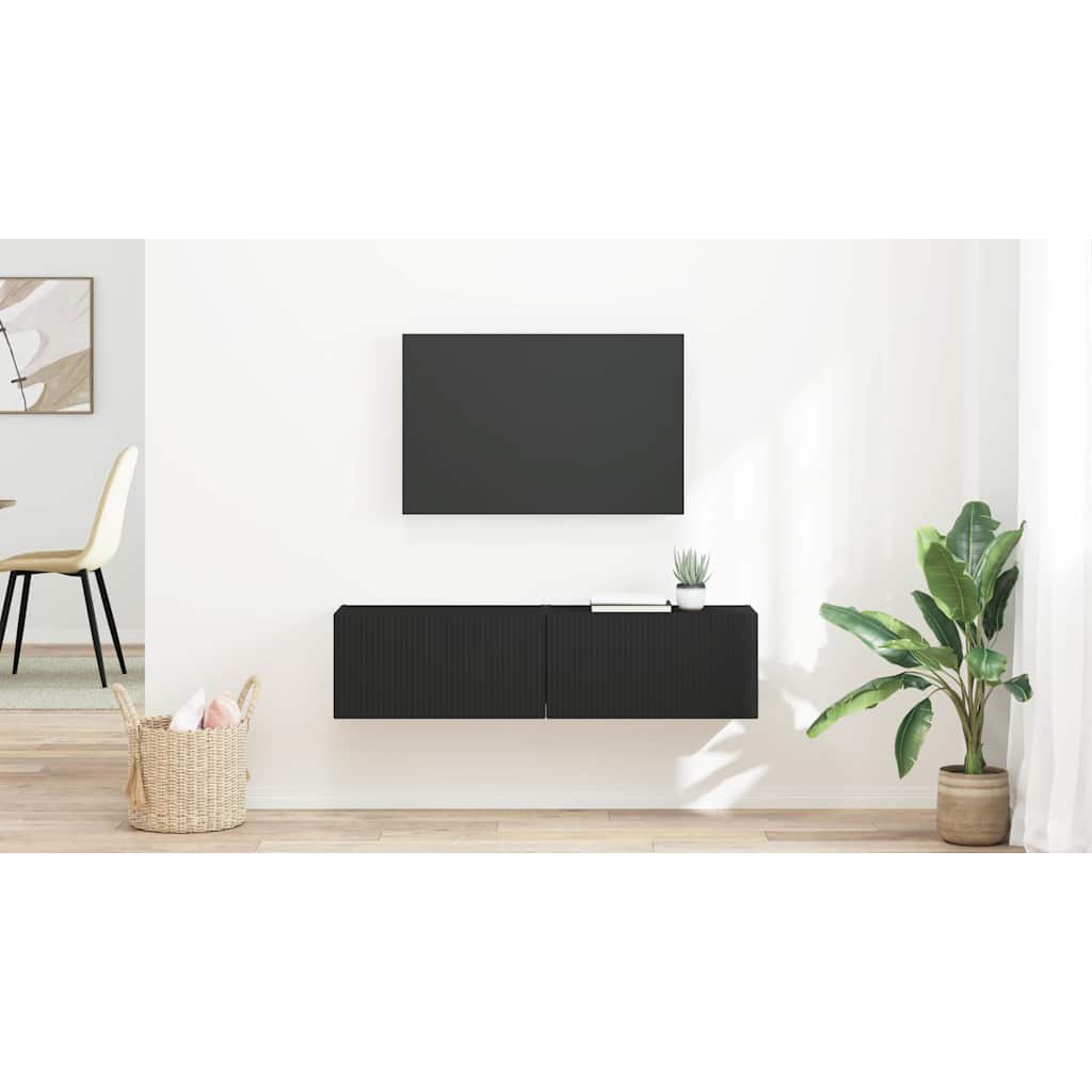 TV vægskab 2 pcs Sort 60 x 31 x 29,5 cm Konstrueret træ