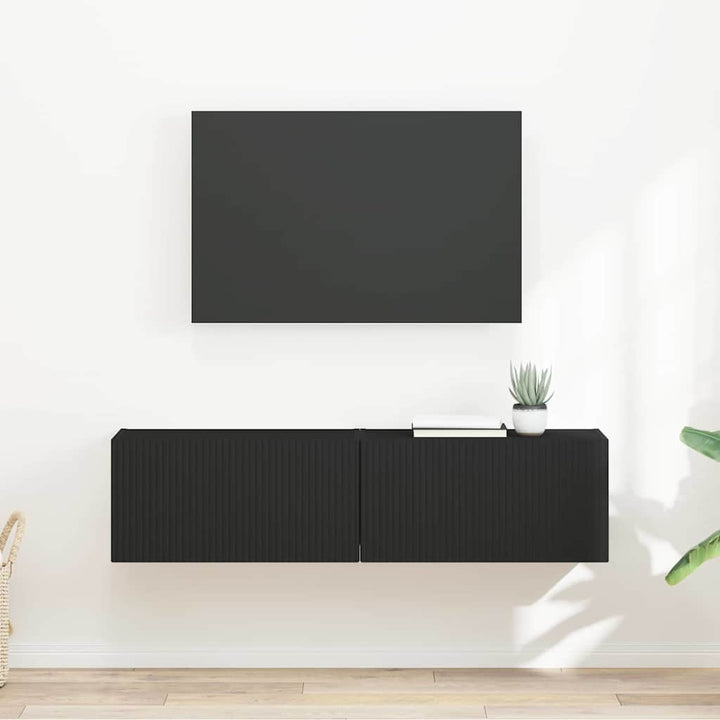 TV vægskab 2 pcs Sort 60 x 31 x 29,5 cm Konstrueret træ