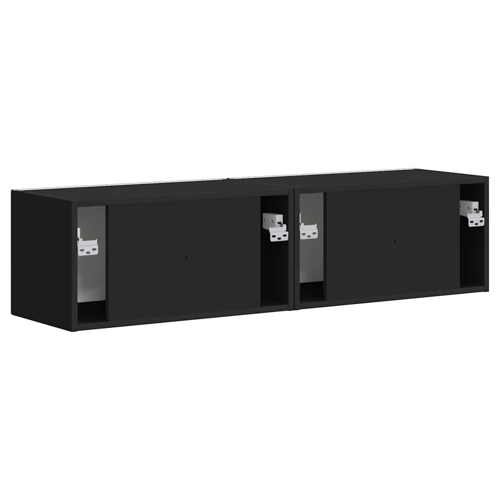 TV vægskab 2 pcs Sort 60 x 31 x 29,5 cm Konstrueret træ
