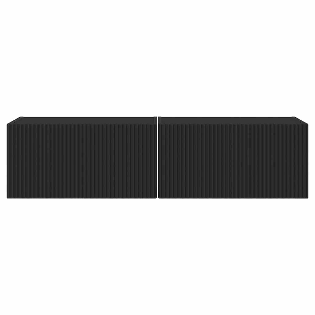 TV vægskab 2 pcs Sort 60 x 31 x 29,5 cm Konstrueret træ