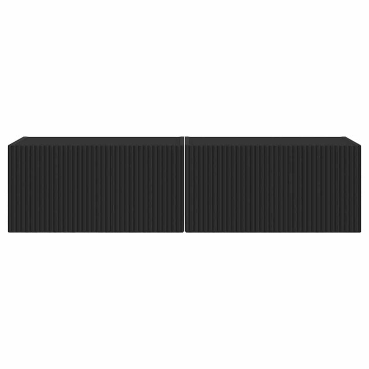 TV vægskab 2 pcs Sort 60 x 31 x 29,5 cm Konstrueret træ