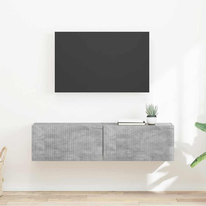 TV vægskab 2 pcs Beton 60 x 31 x 29,5 cm Konstrueret træ