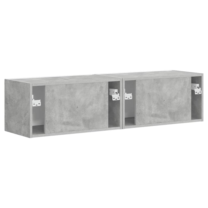 TV vægskab 2 pcs Beton 60 x 31 x 29,5 cm Konstrueret træ