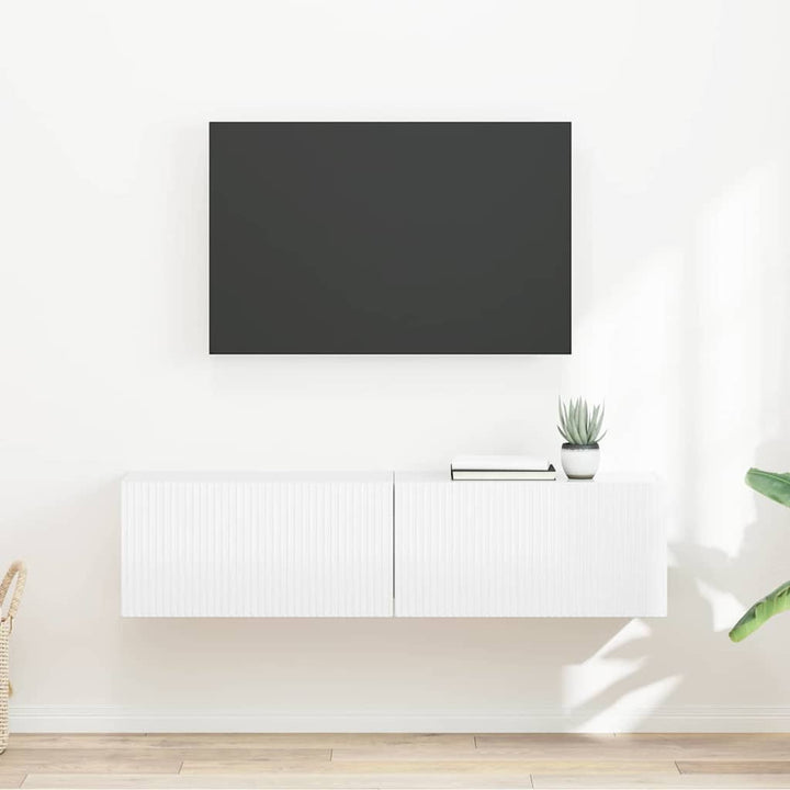 TV vægskab 2 pcs Gloss Hvid 60 x 31 x 29,5 cm Konstrueret træ