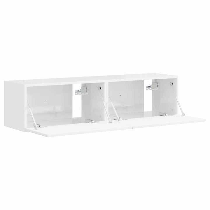 TV vægskab 2 pcs Gloss Hvid 60 x 31 x 29,5 cm Konstrueret træ