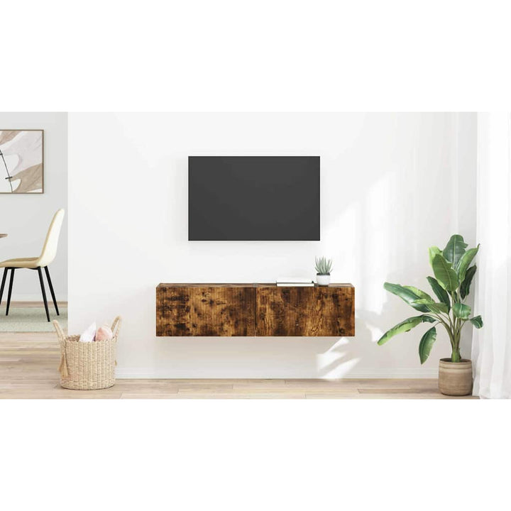 TV vægskab 2 pcs Røget eg 60 x 31 x 29,5 cm Konstrueret træ