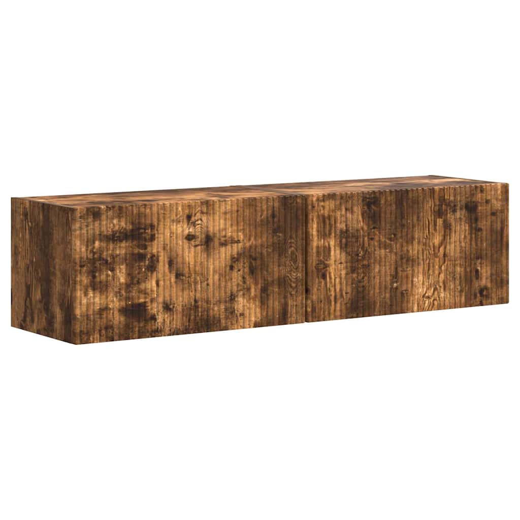 TV vægskab 2 pcs Røget eg 60 x 31 x 29,5 cm Konstrueret træ
