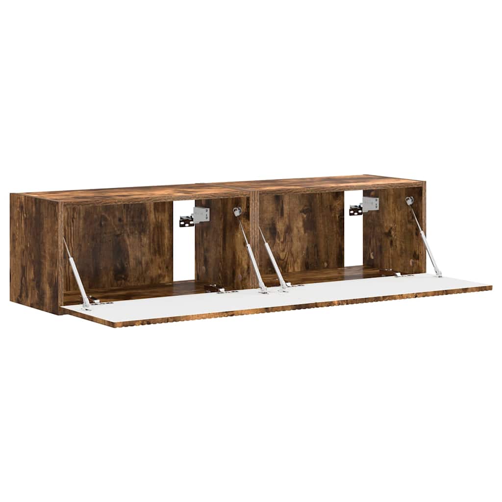 TV vægskab 2 pcs Røget eg 60 x 31 x 29,5 cm Konstrueret træ