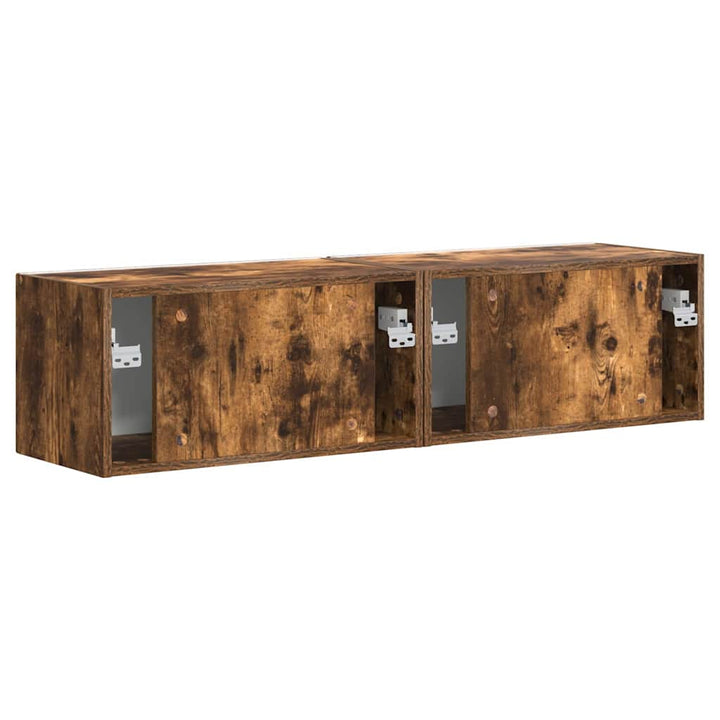 TV vægskab 2 pcs Røget eg 60 x 31 x 29,5 cm Konstrueret træ