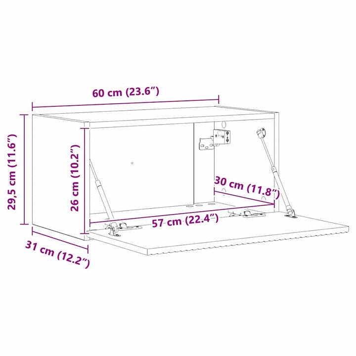 TV vægskab Grå Sonoma 60 x 31 x 29,5 cm Konstrueret træ