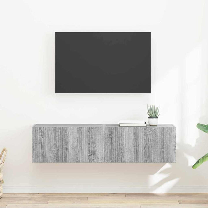 TV vægskab 2 pcs Grå Sonoma 60 x 31 x 29,5 cm Konstrueret træ