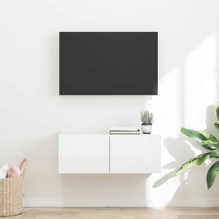 TV vægskab Vægmonteret Hvid 78,5 x 31 x 29,5 cm Konstrueret træ