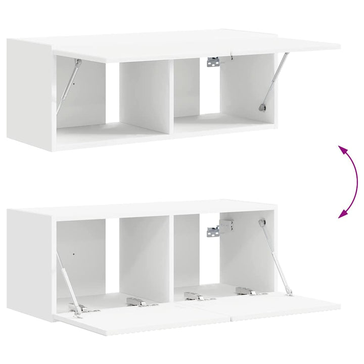 TV vægskab Vægmonteret Hvid 78,5 x 31 x 29,5 cm Konstrueret træ