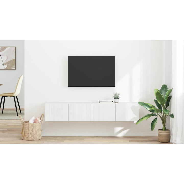 TV vægskab 2 pcs Hvid 78,5 x 31 x 29,5 cm Konstrueret træ