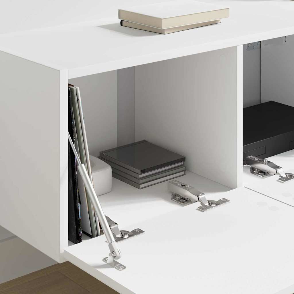 TV vægskab 2 pcs Hvid 78,5 x 31 x 29,5 cm Konstrueret træ