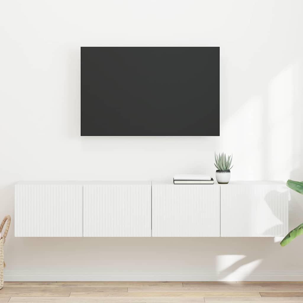 TV vægskab 2 pcs Hvid 78,5 x 31 x 29,5 cm Konstrueret træ