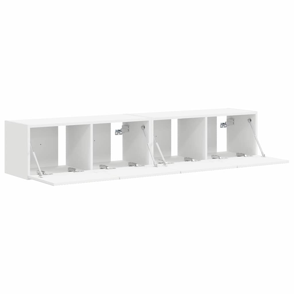 TV vægskab 2 pcs Hvid 78,5 x 31 x 29,5 cm Konstrueret træ