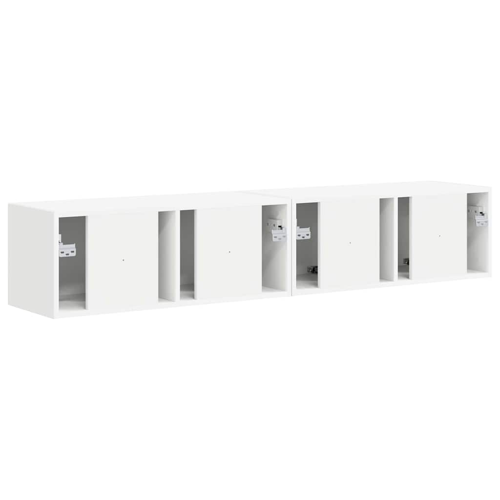 TV vægskab 2 pcs Hvid 78,5 x 31 x 29,5 cm Konstrueret træ