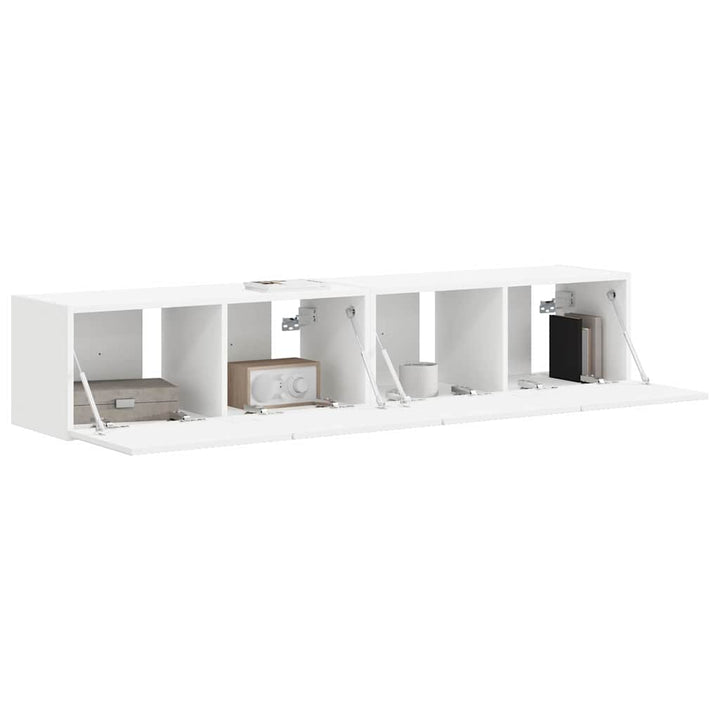 TV vægskab 2 pcs Hvid 78,5 x 31 x 29,5 cm Konstrueret træ