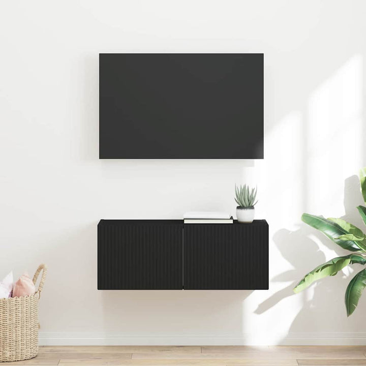 TV vægskab Vægmonteret Sort 78,5 x 31 x 29,5 cm Konstrueret træ