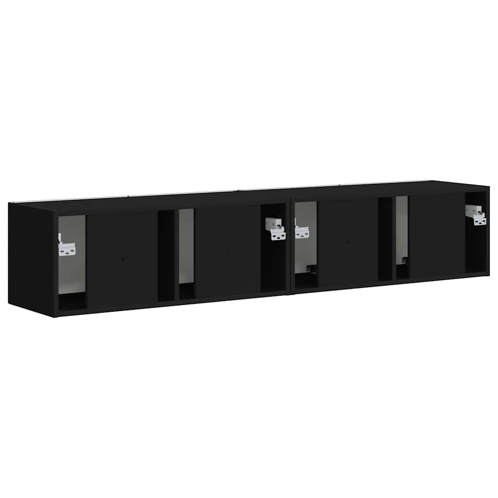 TV vægskab 2 pcs Sort 78,5 x 31 x 29,5 cm Konstrueret træ