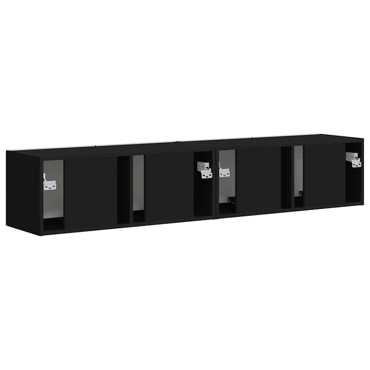 TV vægskab 2 pcs Sort 78,5 x 31 x 29,5 cm Konstrueret træ