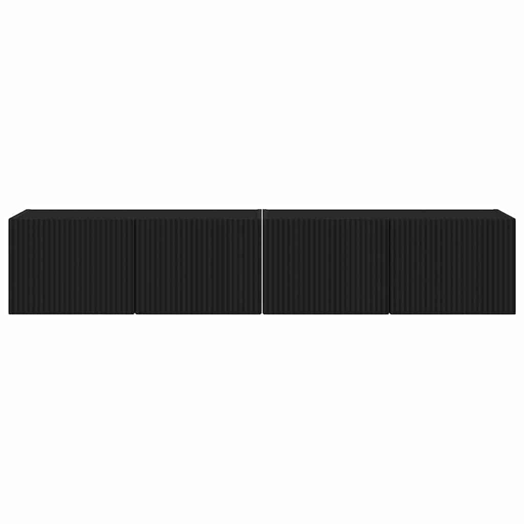 TV vægskab 2 pcs Sort 78,5 x 31 x 29,5 cm Konstrueret træ