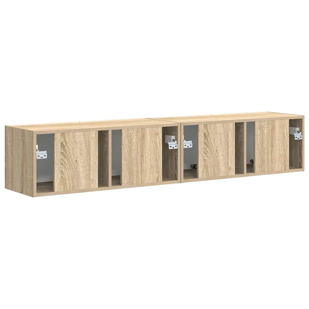 TV vægskab 2 pcs Sonoma 78,5 x 31 x 29,5 cm Konstrueret træ