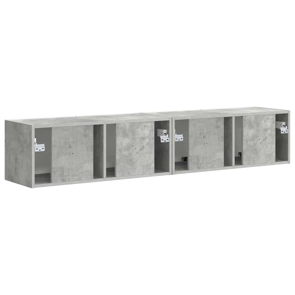 TV vægskab 2 pcs Beton 78,5 x 31 x 29,5 cm Konstrueret træ