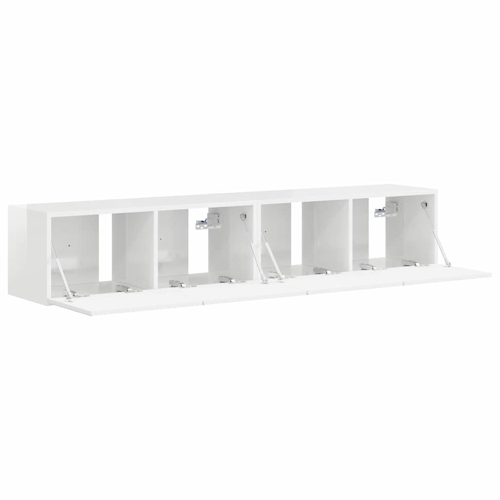 TV vægskab 2 pcs Gloss Hvid 78,5 x 31 x 29,5 cm Konstrueret træ