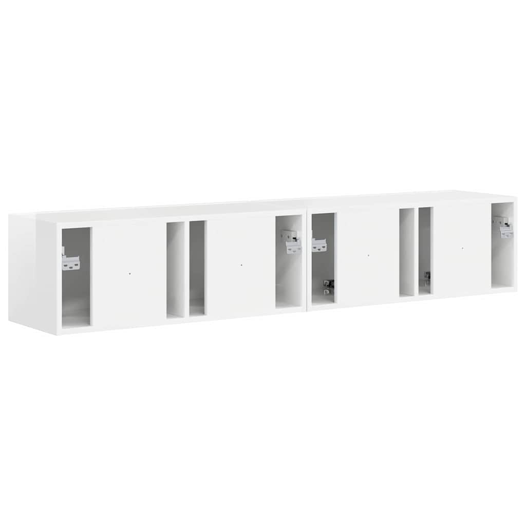 TV vægskab 2 pcs Gloss Hvid 78,5 x 31 x 29,5 cm Konstrueret træ