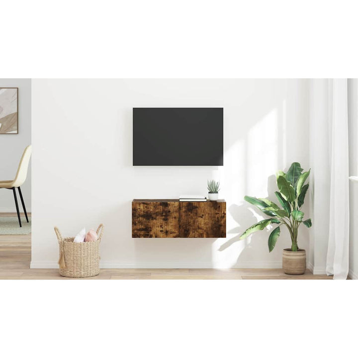TV vægskab Røget eg 78,5 x 31 x 29,5 cm Konstrueret træ