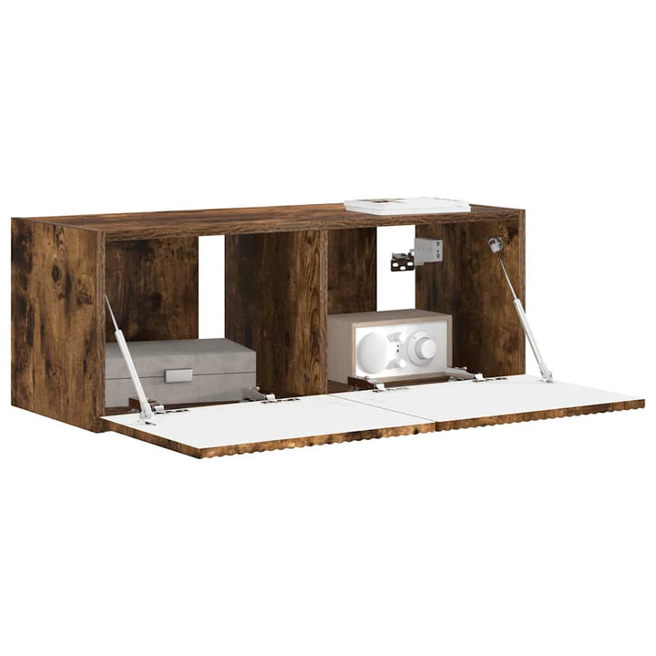 TV vægskab Røget eg 78,5 x 31 x 29,5 cm Konstrueret træ