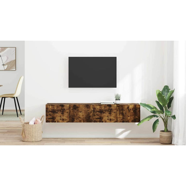 TV vægskab 2 pcs Røget eg 78,5 x 31 x 29,5 cm Konstrueret træ