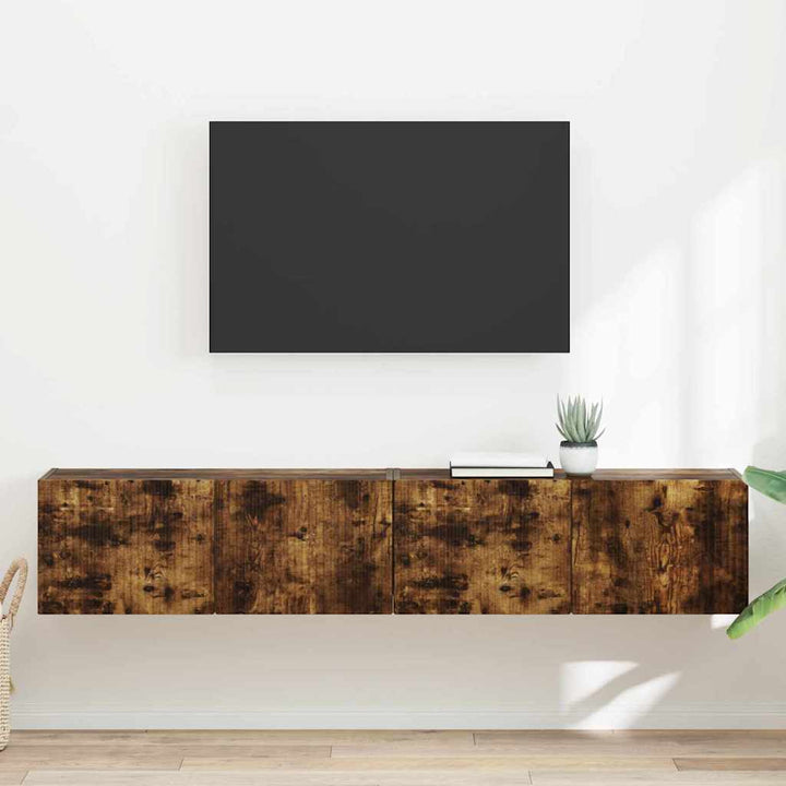 TV vægskab 2 pcs Røget eg 78,5 x 31 x 29,5 cm Konstrueret træ
