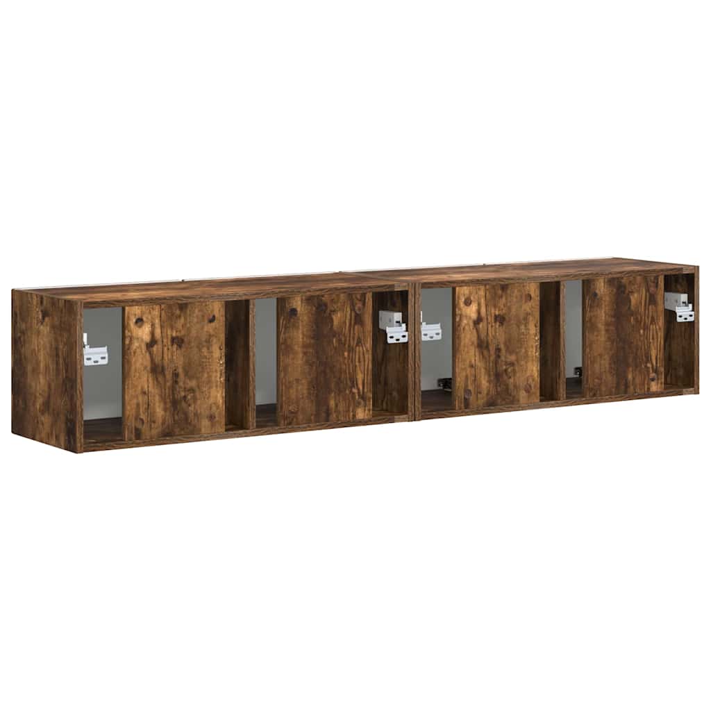 TV vægskab 2 pcs Røget eg 78,5 x 31 x 29,5 cm Konstrueret træ
