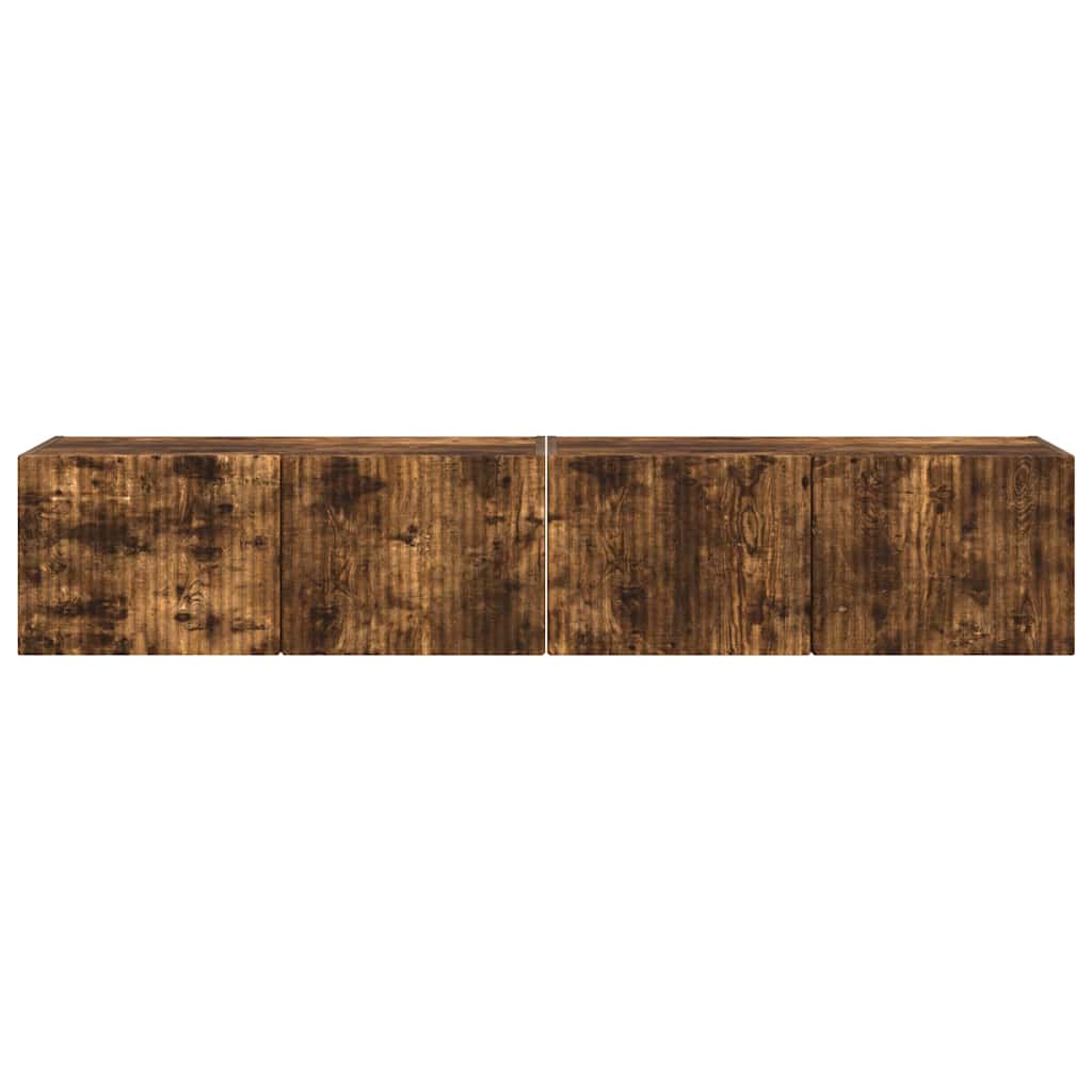 TV vægskab 2 pcs Røget eg 78,5 x 31 x 29,5 cm Konstrueret træ