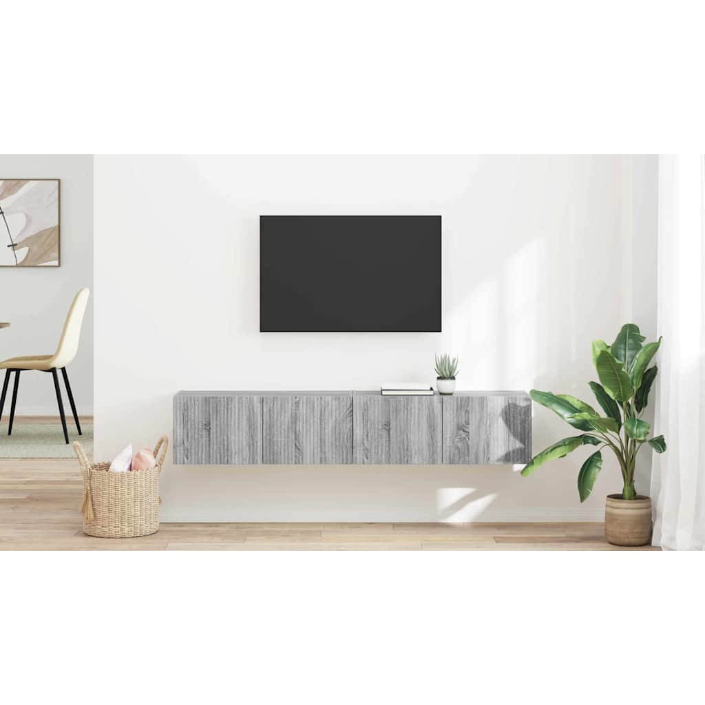 TV vægskab 2 pcs Grå Sonoma 78,5 x 31 x 29,5 cm Konstrueret træ