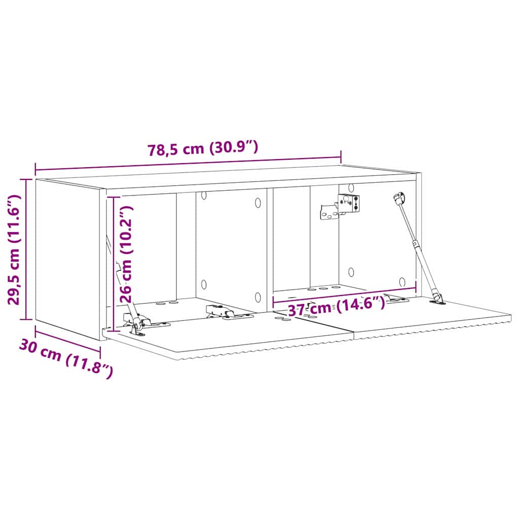 TV vægskab Gammelt træ 78,5 x 31 x 29,5 cm Konstrueret træ
