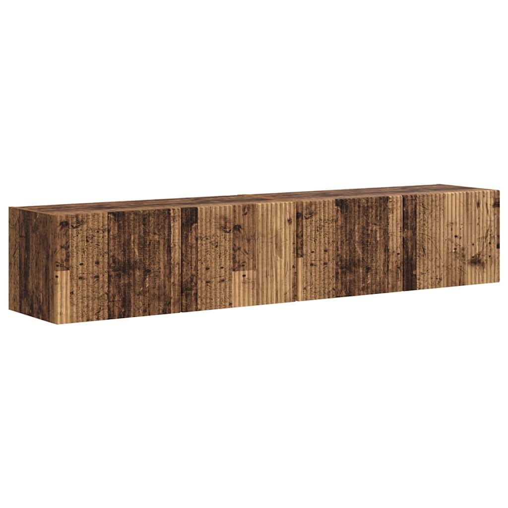 TV vægskab Vægmonteret 2 pcs Gammelt træ 78,5 x 31 x 29,5 cm