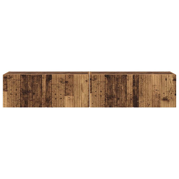 TV vægskab Vægmonteret 2 pcs Gammelt træ 78,5 x 31 x 29,5 cm