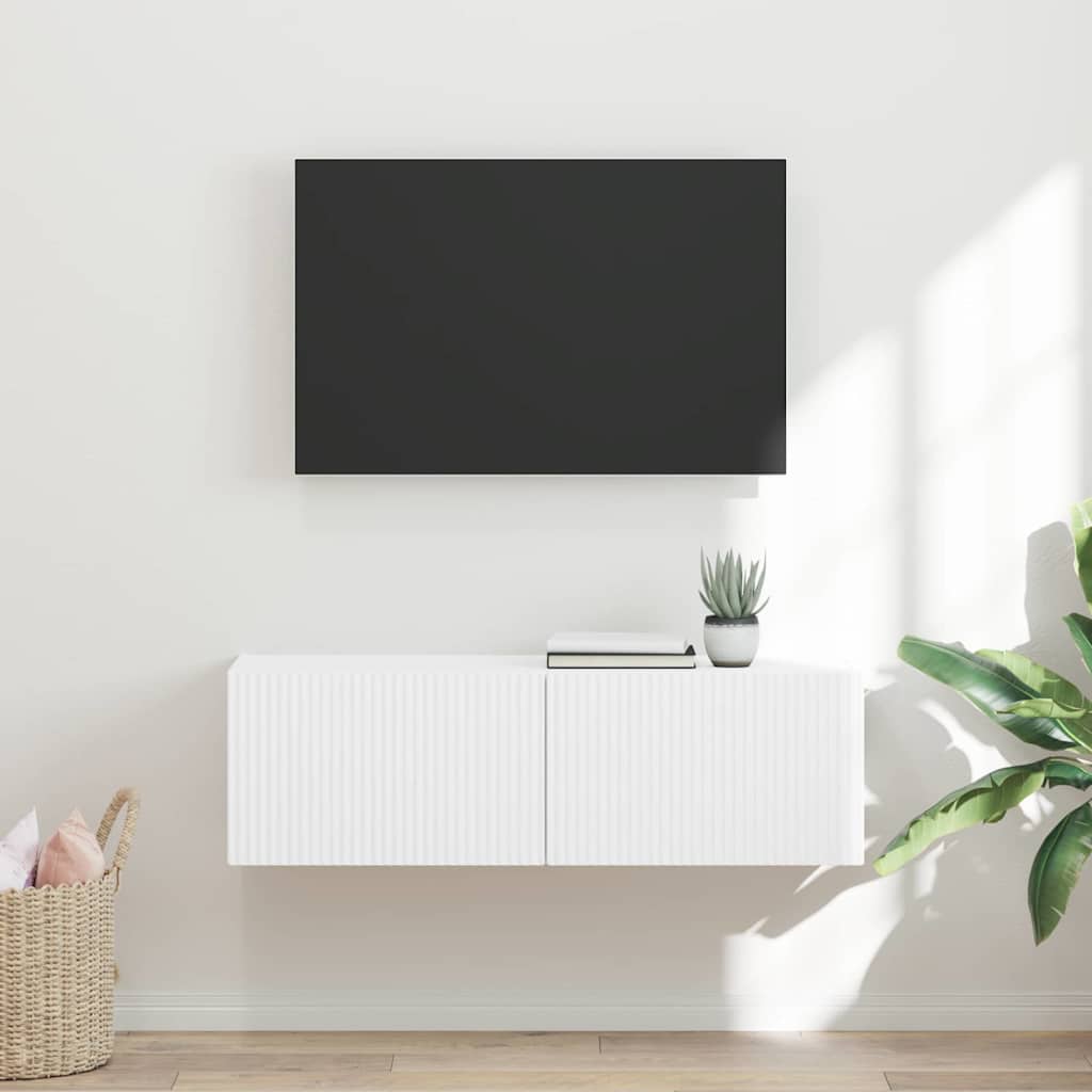 TV vægskab 98 x 31 x 29,5 cm Hvid Konstrueret træ