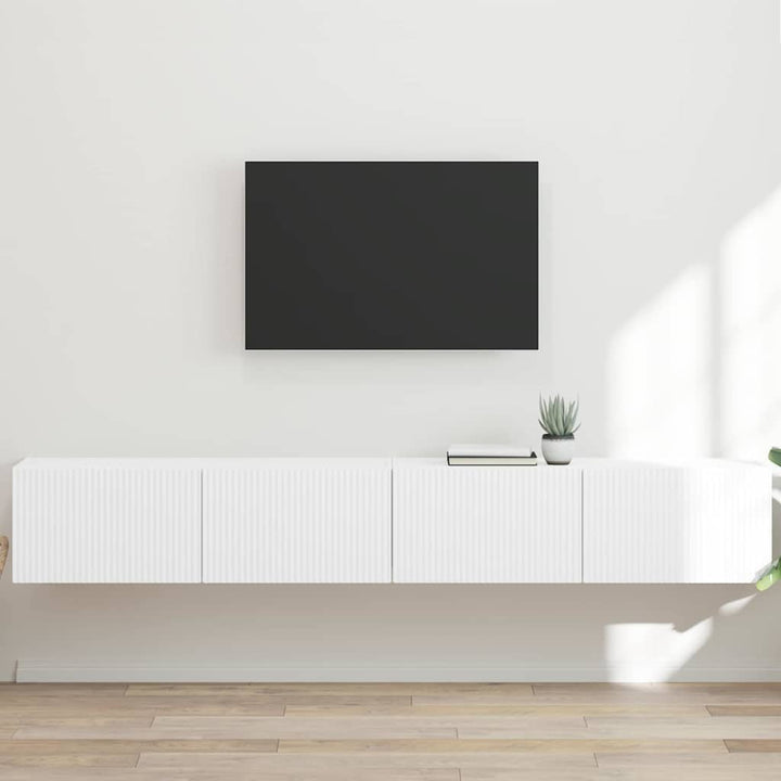 TV vægskab 2 stk. Hvid Konstrueret træ