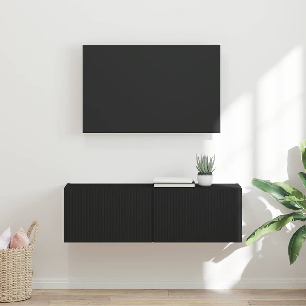 TV vægskab 98 x 31 x 29,5 cm Sort Konstrueret træ