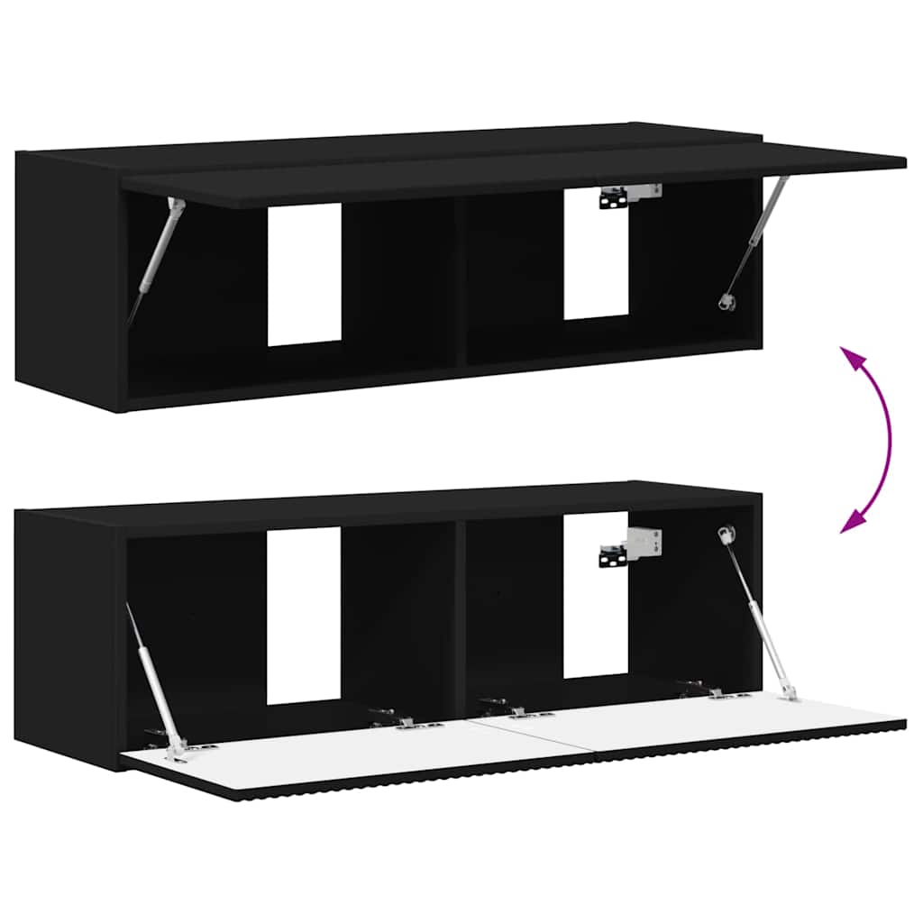 TV vægskab 98 x 31 x 29,5 cm Sort Konstrueret træ